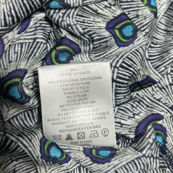 Tory Burch 100% Silk Sleeveless Knee Length Wrap Dress Vneck Peacock feather - Picture 11 of 13